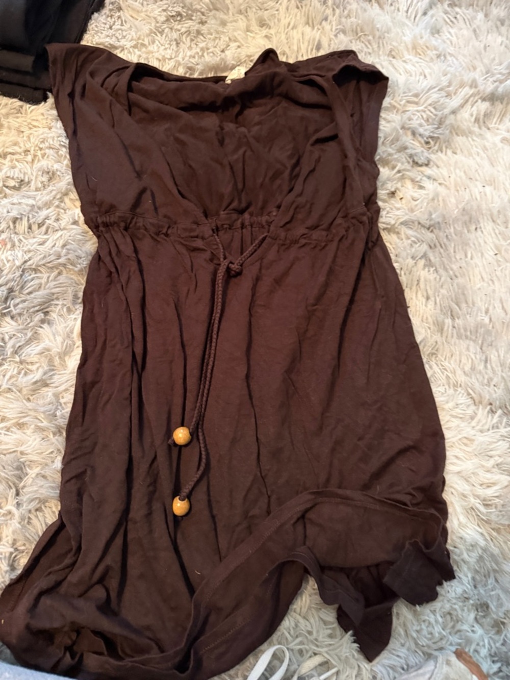 Women's Brown Drawstring Waist Dress